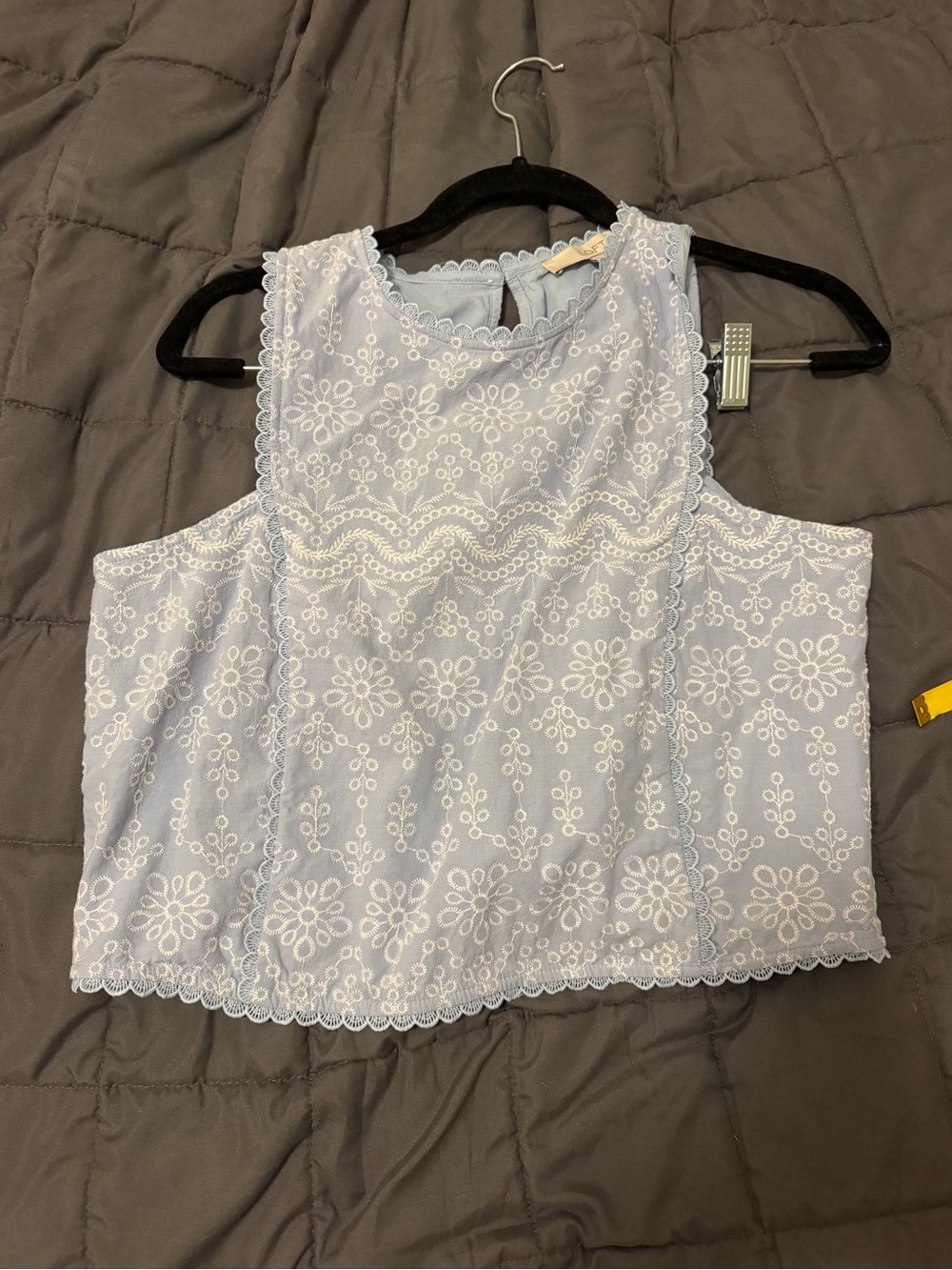 Light Blue Eyelet Sleeveless Crop Top and Coordinating Maxi Skirt